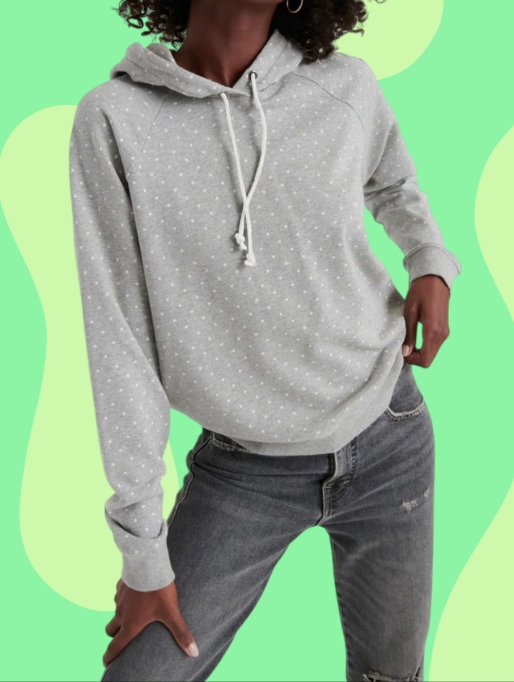 Lucky Brand Polka Dot Pullover Hoodie - grey - Women's Size S